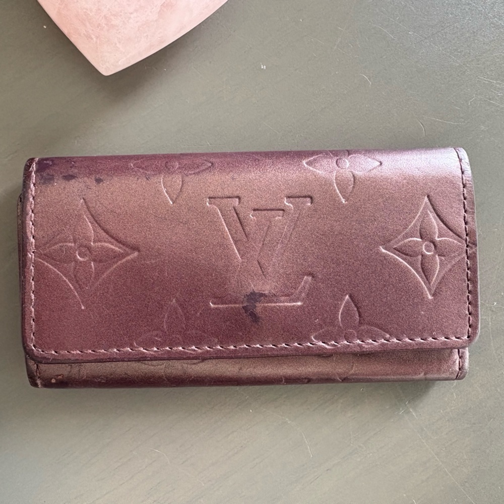 Louis Vuitton Burgundy Leather 4 Rings Key Holder